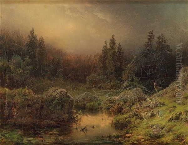 Landschaft Im Abendlicht Oil Painting by August Bedrich Piepenhagen