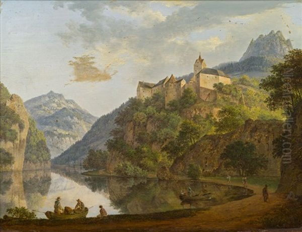 Burg Elbogen An Der Eger (tschechien) Oil Painting by August Bedrich Piepenhagen