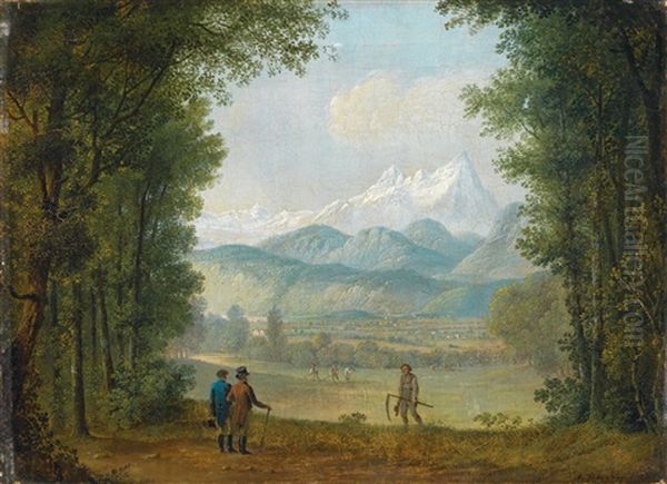 Wanderer Vor Weiter Landschaft Oil Painting by August Bedrich Piepenhagen