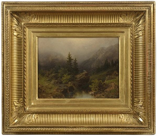 Mountain Landscape With A River Oil Painting by August Bedrich Piepenhagen