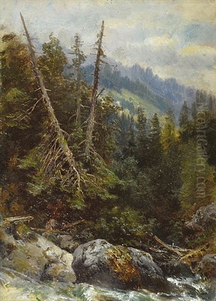 Polom V Horach Oil Painting by August Bedrich Piepenhagen