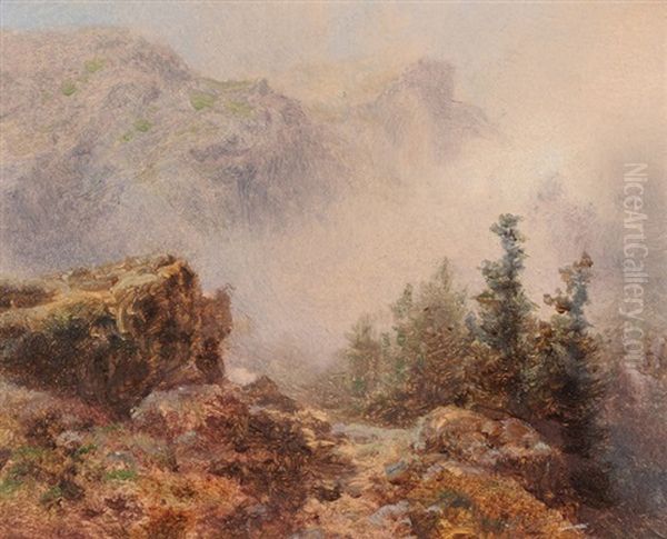 Berglandschaften (pair) Oil Painting by August Bedrich Piepenhagen