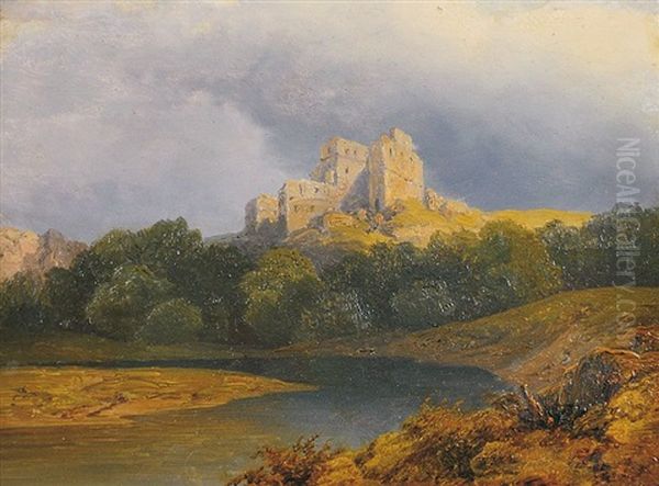 Hrad Nad Rekou Oil Painting by August Bedrich Piepenhagen