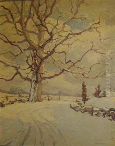 Winter In Connecticut Oil Painting by Arthur Bodwell Van Zile