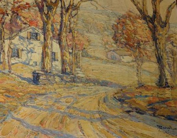 Connecticut Road In Autumn Oil Painting by Arthur Bodwell Van Zile