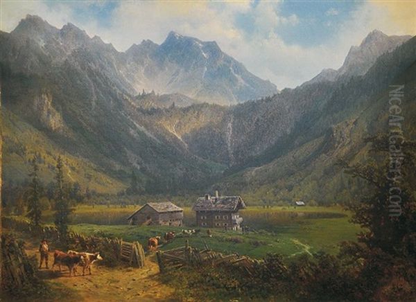 Alpine Idyll Oil Painting by Charlotte Piepenhagen