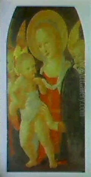 The Madonna And Child With Two Angels Oil Painting by  Pier Francesco Fiorentino