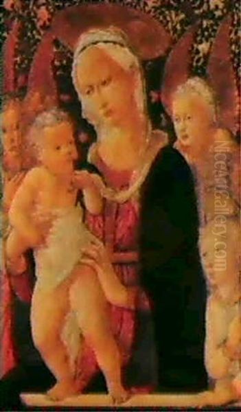 The Madonna And Child With Angels Oil Painting by  Pier Francesco Fiorentino