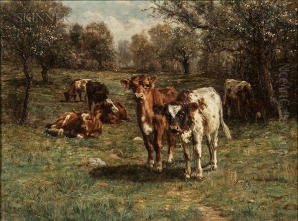 Cows At Pasture Oil Painting by Charles Franklin Pierce