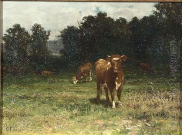 Cattle At Pasture Oil Painting by Charles Franklin Pierce