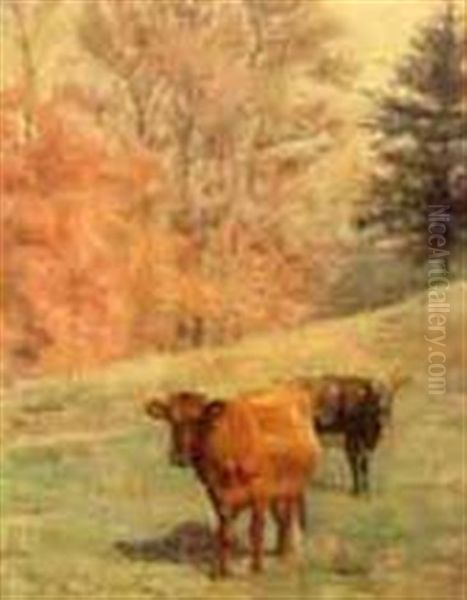 Landscape With Cows Oil Painting by Charles Franklin Pierce