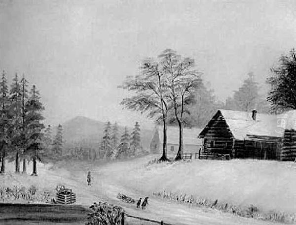 Country Road Winter Oil Painting by Charles Franklin Pierce