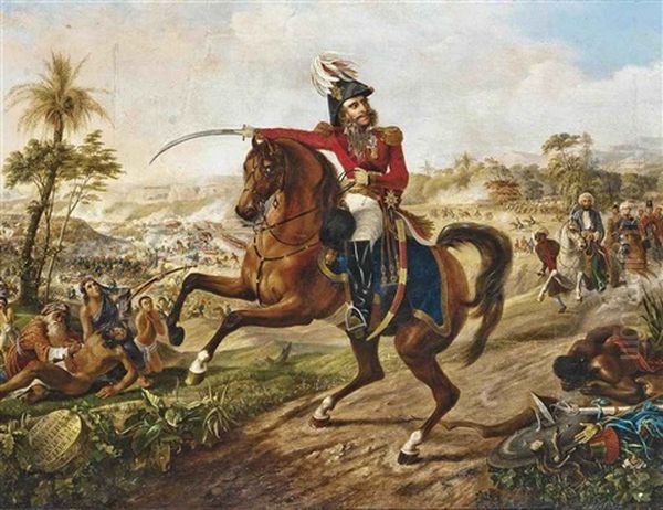 The Victory Of General Sir Charles Napier At The Battle Of Scinde Oil Painting by Cais (Comte de) Pierlas