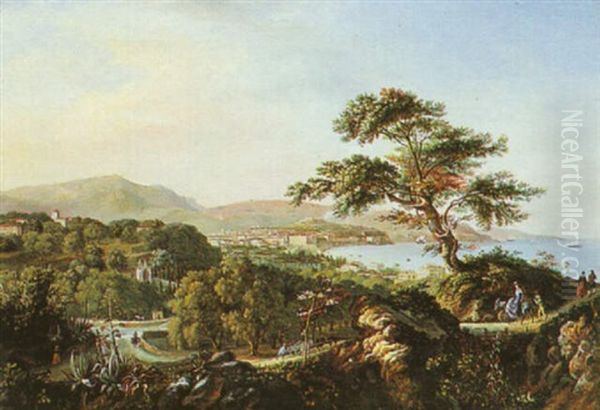 The Bay Of Nice Oil Painting by Cais (Comte de) Pierlas