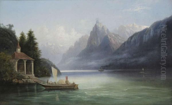 ````tellskapelle Am Vierwaldstaddersee```` Oil Painting by Edouard Boehm