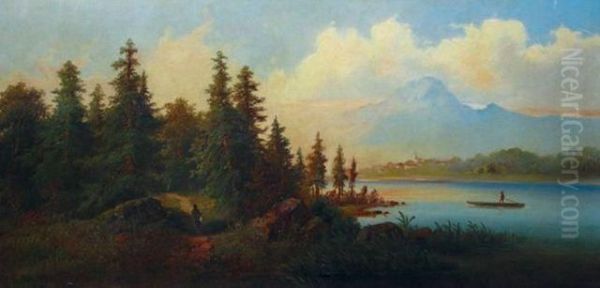 Alpenlandisches Seeufer Oil Painting by Edouard Boehm