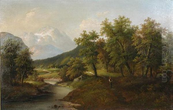 Amountainous Landscape Oil Painting by Edouard Boehm