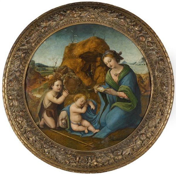 The Madonna And Sleeping Christ Child With The Infant Saint John The Baptist Oil Painting by  Piero di Cosimo