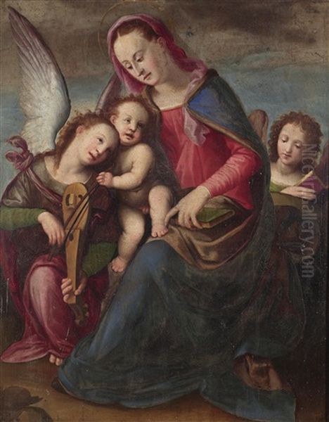 Madonna Mit Kind Und Engeln Oil Painting by  Piero di Cosimo