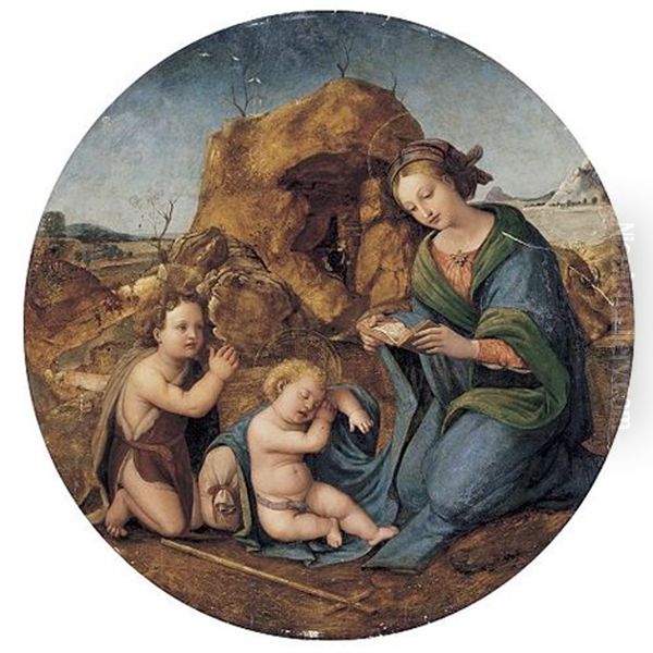 The Madonna And Sleeping Christ Child With The Infant Saint John The Baptist Oil Painting by  Piero di Cosimo