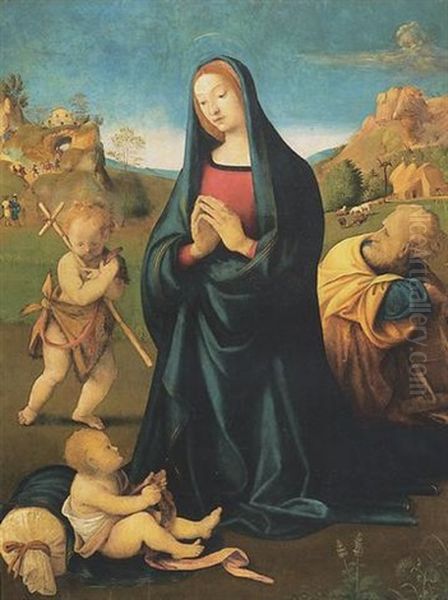 Adorazione Del Bambino Con San Giuseppe E San Giovannino Oil Painting by  Piero di Cosimo