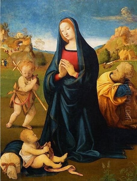 Adorazione Del Bambino Con San Giuseppe E San Giovannino Oil Painting by  Piero di Cosimo