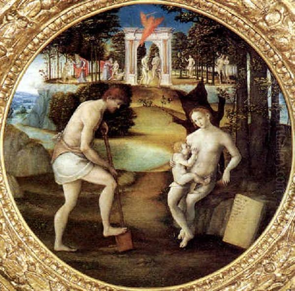 I Progenitori Oil Painting by  Piero di Cosimo