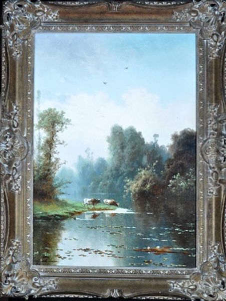 Souvenir De Henley Oil Painting by Henri Joseph Pieron