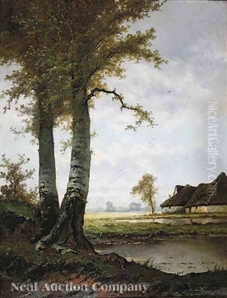 Birches Oil Painting by Henri Joseph Pieron