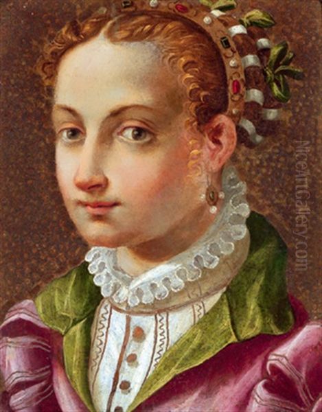 Bildnis Einer Jungen Dame Mit Goldenem Juwelenbesetzten Haarreif Oil Painting by Alessandro Pieroni