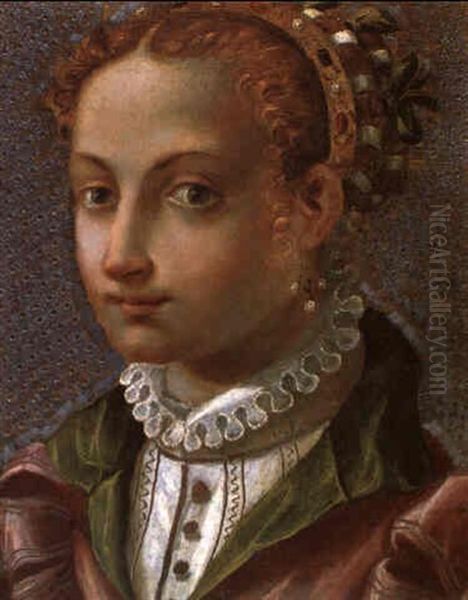 Bildnis Einer Jungen Dame Mit Goldenem Juwelenbesetzten Haarreif Oil Painting by Alessandro Pieroni