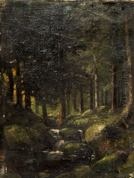 Waldlandschaft Mit Bach Oil Painting by Nicolas Constant Pierrat