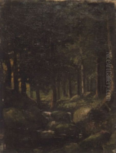 Waldlandschaft Mit Bach Oil Painting by Nicolas Constant Pierrat