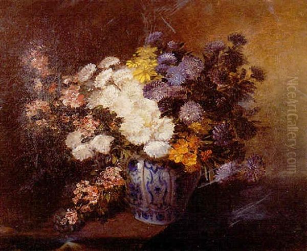 Bouquet De Fleurs De Champs Oil Painting by Nicolas Constant Pierrat