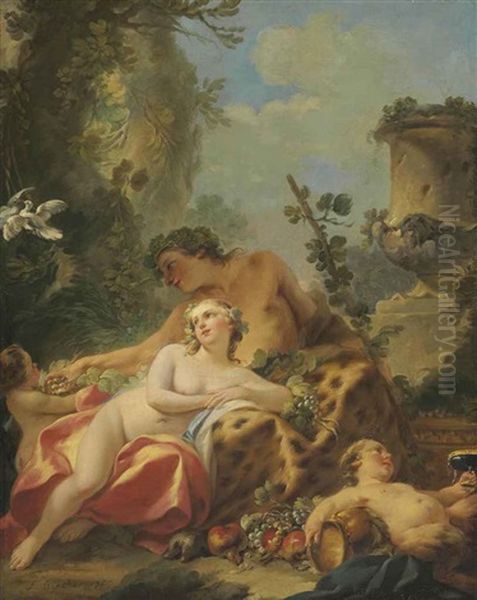 Bacchus And Ariadne Oil Painting by Jean Baptiste Marie Pierre