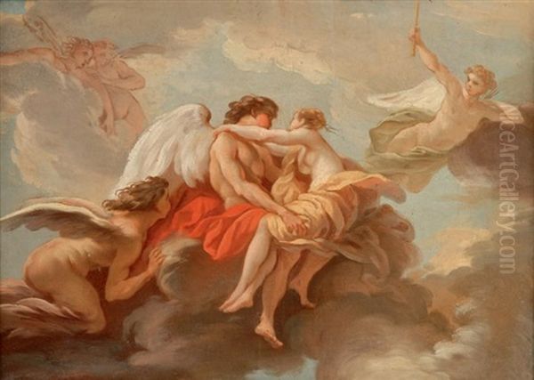 Le Temps Embrassant L'amour Oil Painting by Jean Baptiste Marie Pierre