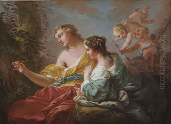 Angelica And Medoro Oil Painting by Jean Baptiste Marie Pierre