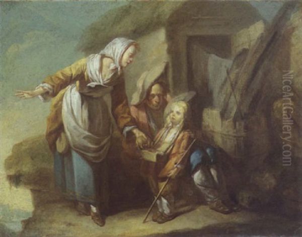 Le Petit Savoyard Et Sa Famille Oil Painting by Jean Baptiste Marie Pierre