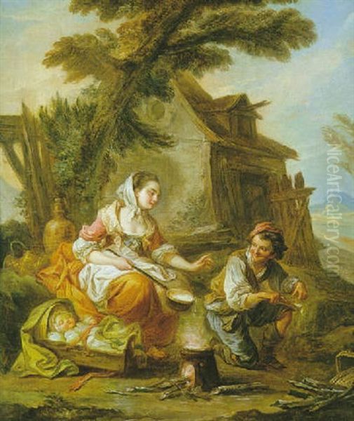 Les Preparatifs Du Dejeuner Oil Painting by Jean Baptiste Marie Pierre