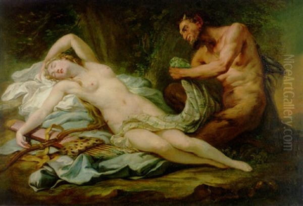 Jupiter And Antiope Oil Painting by Jean Baptiste Marie Pierre