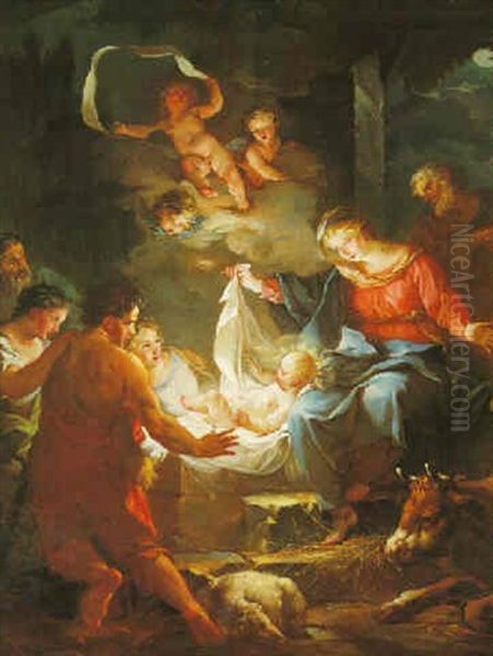 The Adoration Of The Shepherds Oil Painting by Jean Baptiste Marie Pierre