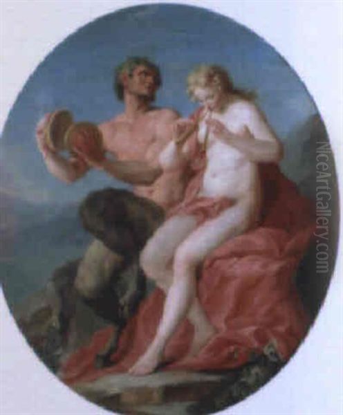 Nymphe Et Faune Oil Painting by Jean Baptiste Marie Pierre