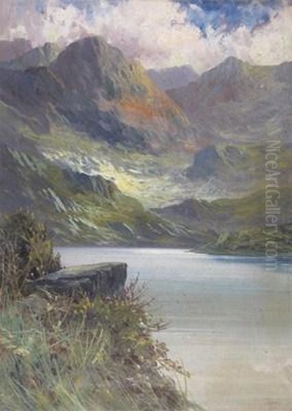 Mountainous Lakeland Landscapes Oil Painting by John Henry Boel