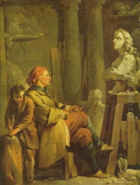 The Sculptor's Studio Oil Painting by Jean Baptiste Marie Pierre