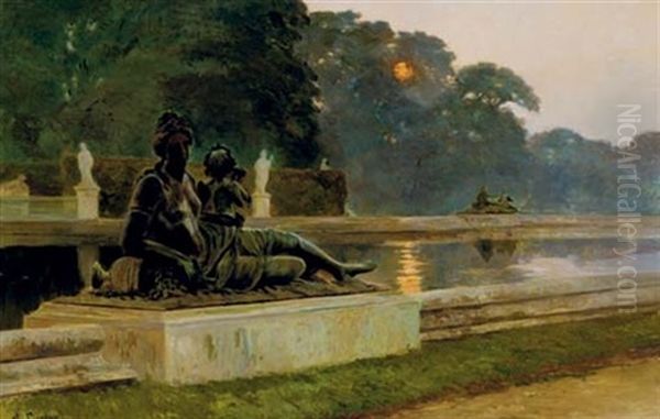 Fountain In The Park Oil Painting by Alden Pierson