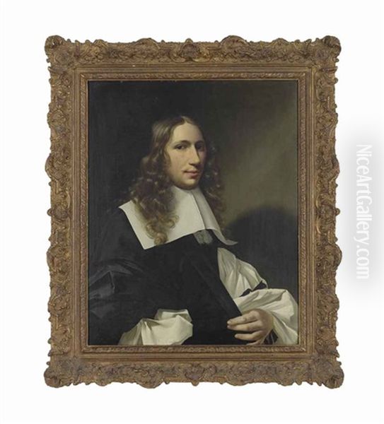 Portrait Of A Man, Half-length, In A Black Gown Oil Painting by Christoffel Pierson