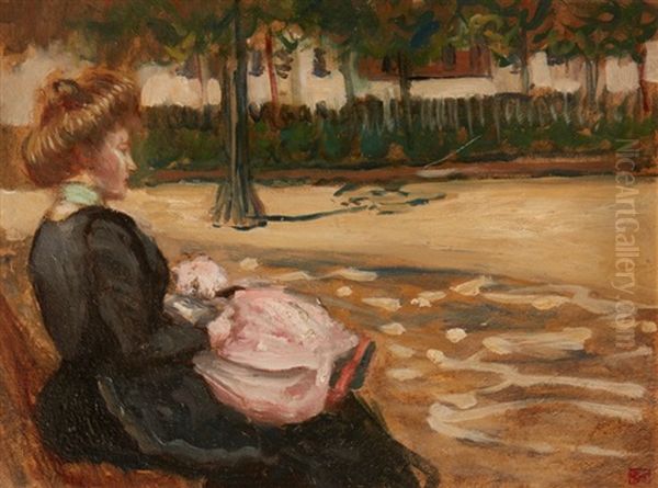 Jeune Femme Au Parc Oil Painting by Fernand Piet