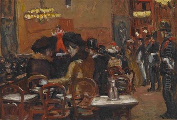 Im Kaffeehaus Oil Painting by Fernand Piet