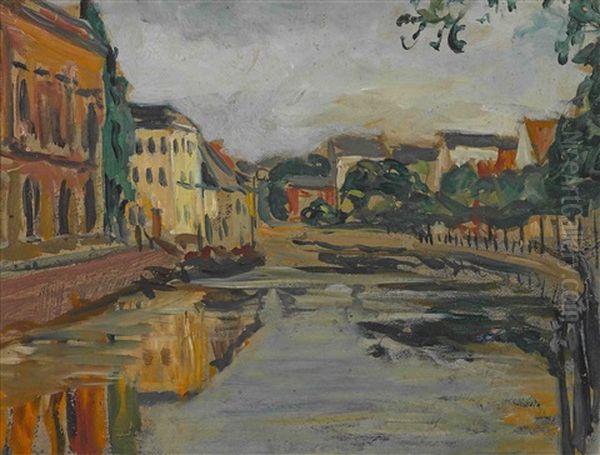 Canal. Boulevard (2 Works) Oil Painting by Fernand Piet