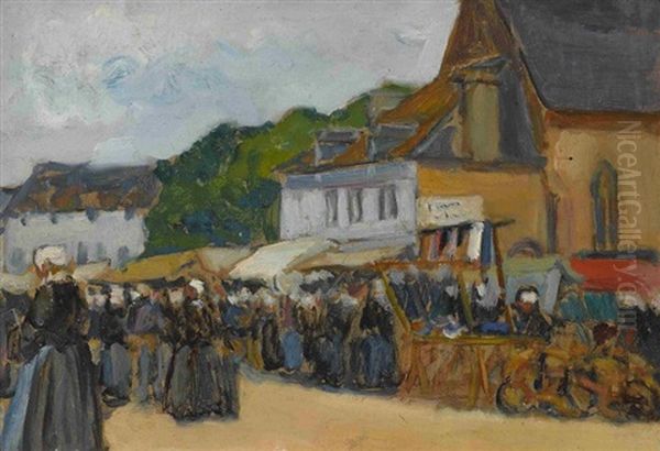 Bretonischer Markt. Wohl Oil Painting by Fernand Piet